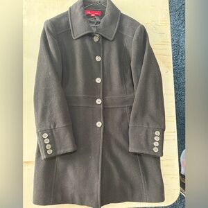 Anne Klein Wool Blend Coat XL Black Button Front Classic Winter Coat